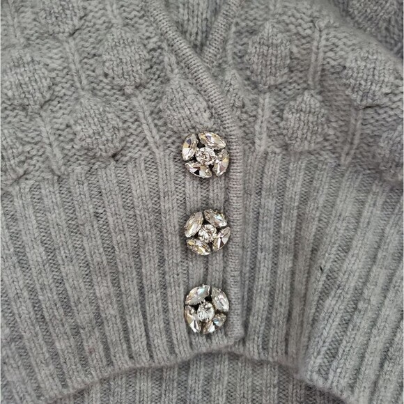 Charter Club Cashmere Textured Dolman Sleeve Cropped Cardigan Crystal Buttons XS - Picture 4 of 10